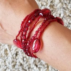 Red clear beaded bracelet